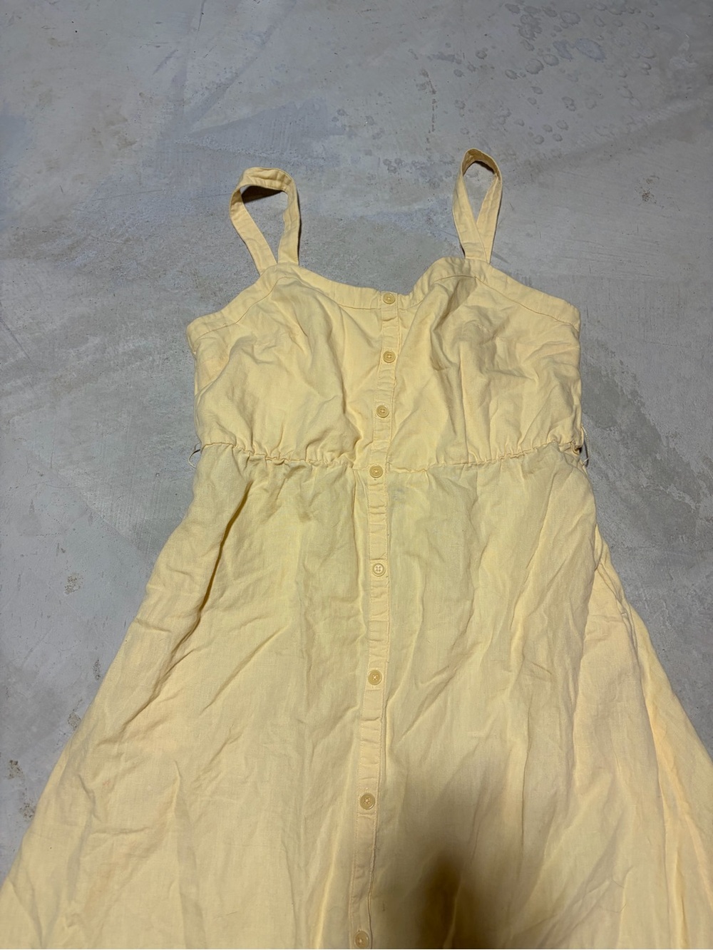 Pact cotton linen blend Light Yellow Button-Front Sundress large - Picture 4 of 11